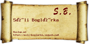 Süli Boglárka névjegykártya